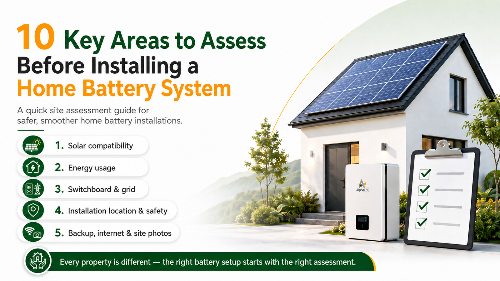 10 Key Areas to Assess Before Installing a Home Battery System